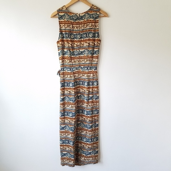 VTG Maggy London by Kenneth Colan 100% Silk Floral Abstract Midi Dress Size 8 - Picture 2 of 11